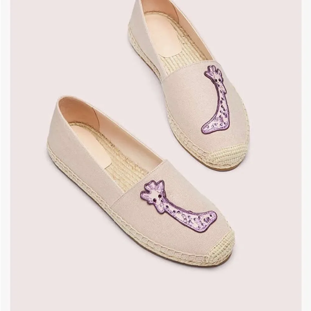 Kate Spade Beige Giraffe Embroidered‎ Espadrilles Sz 9B